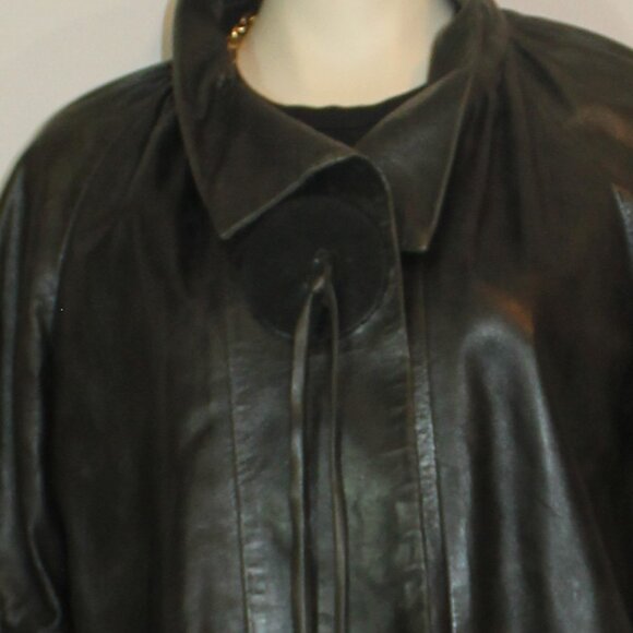 Marc.a.Dolchi leather 3/4 sleeve brown 1 button design lined jacket size Medium - Picture 8 of 8